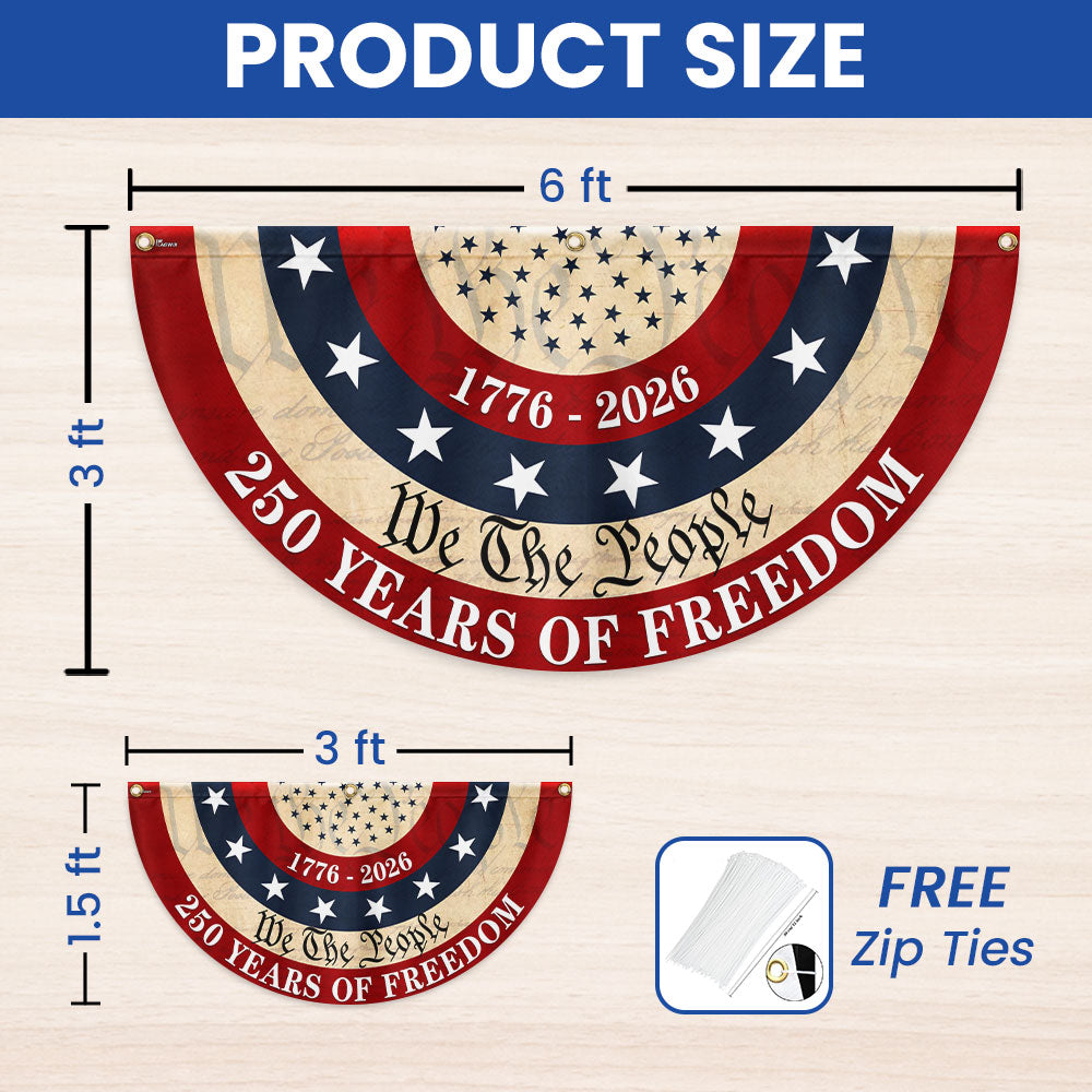 Patriotic We The People American Fan Flag, 250 Years of Freedom 1776 2026 Flag Decor