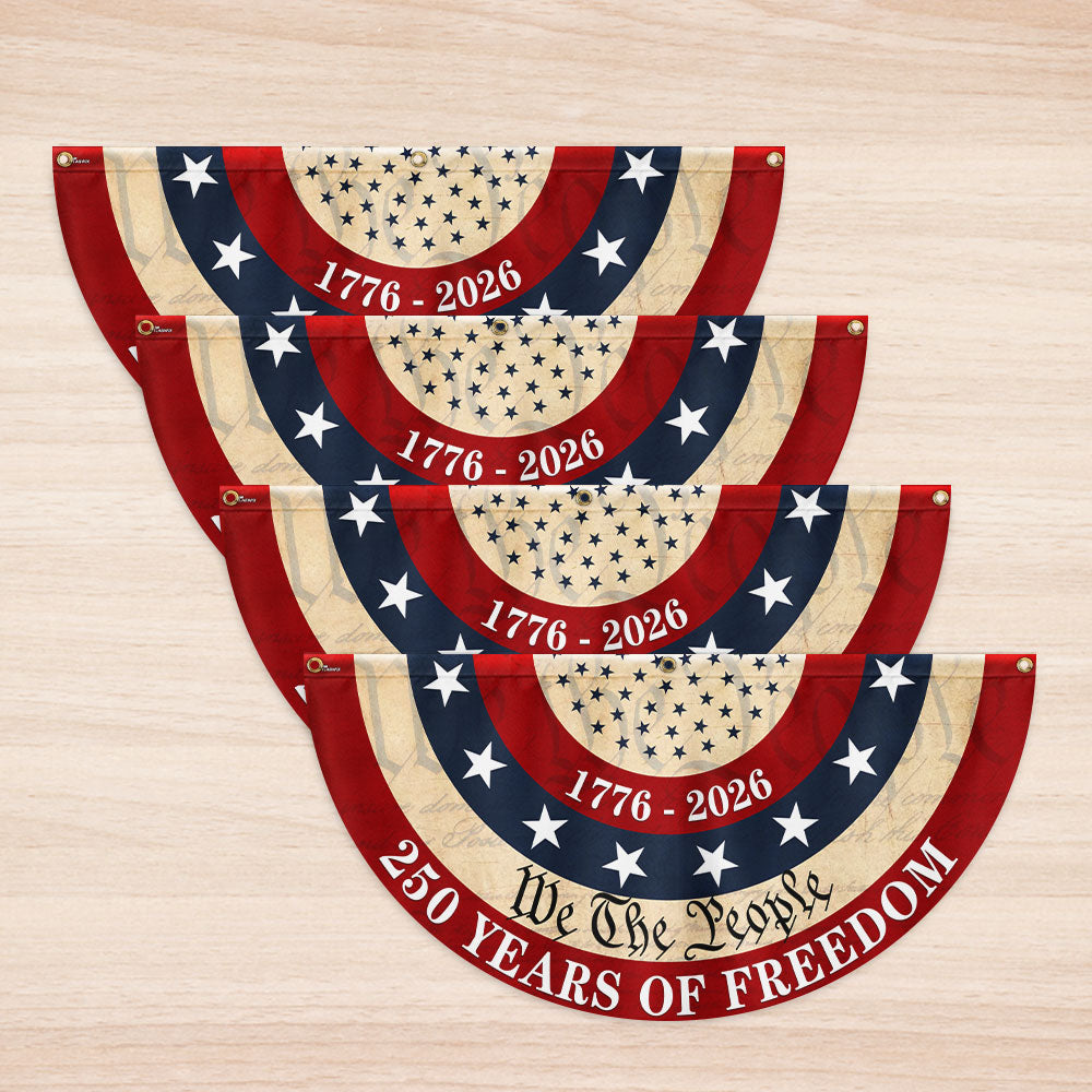 Patriotic We The People American Fan Flag, 250 Years of Freedom 1776 2026 Flag Decor
