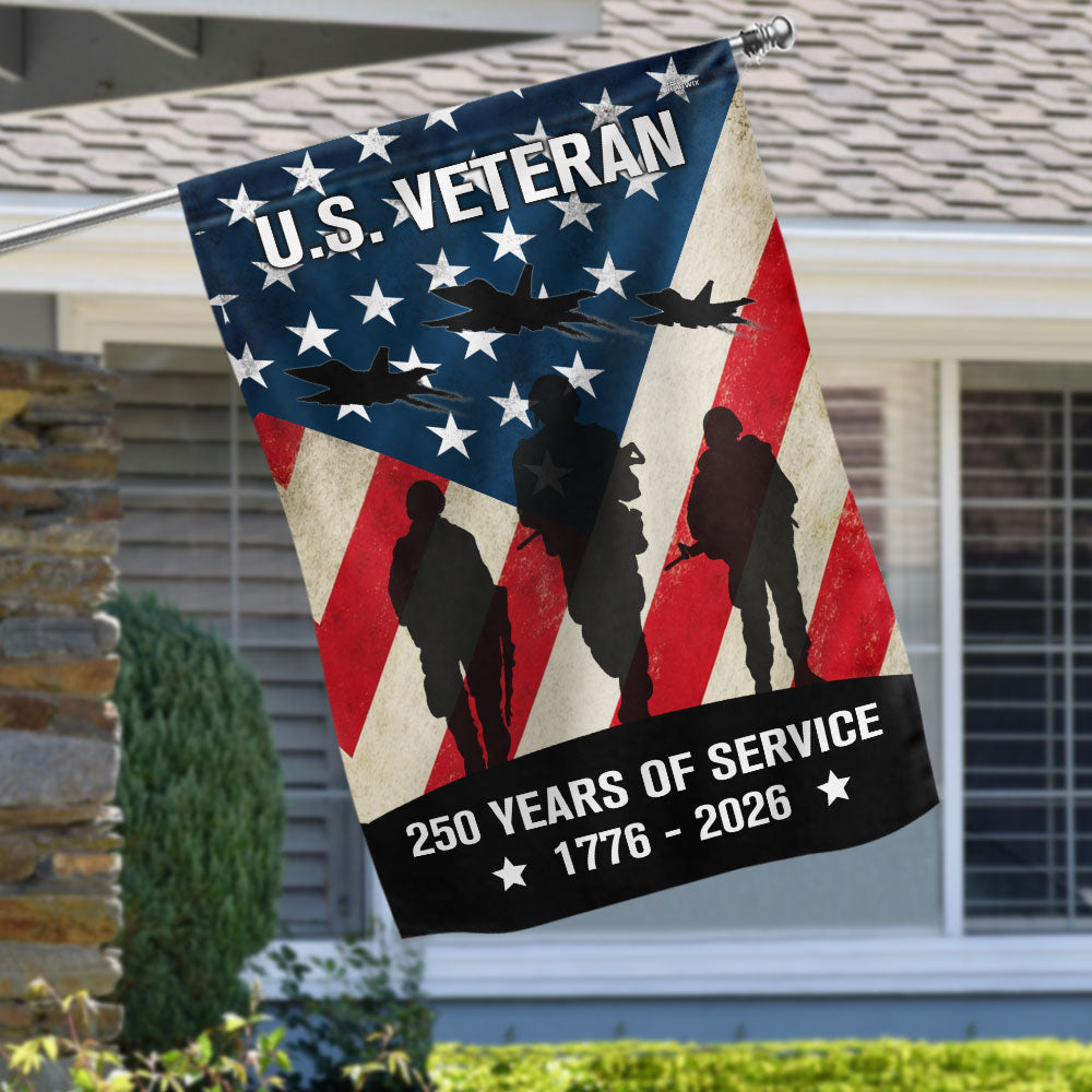 250 Years of Service American Flag, US Veteran 1776 2026 Flag Decor