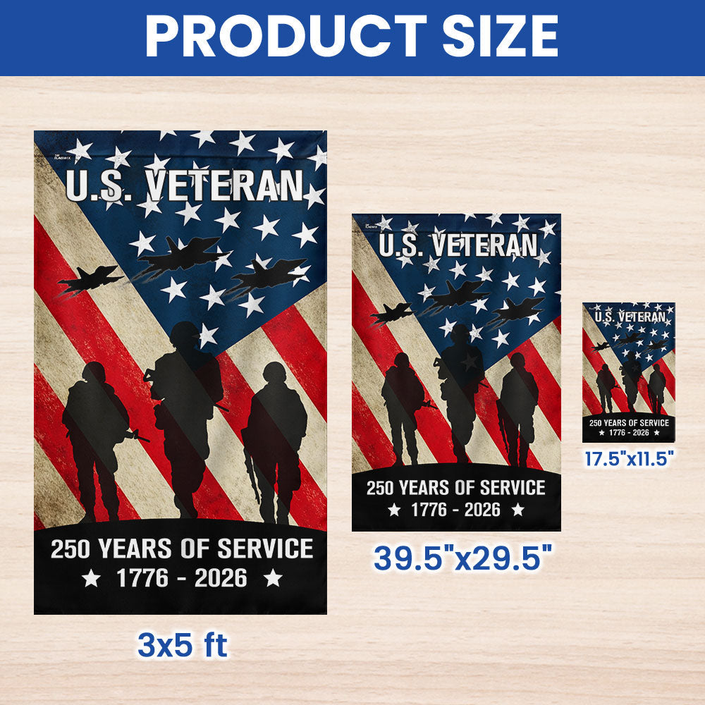 250 Years of Service American Flag, US Veteran 1776 2026 Flag Decor