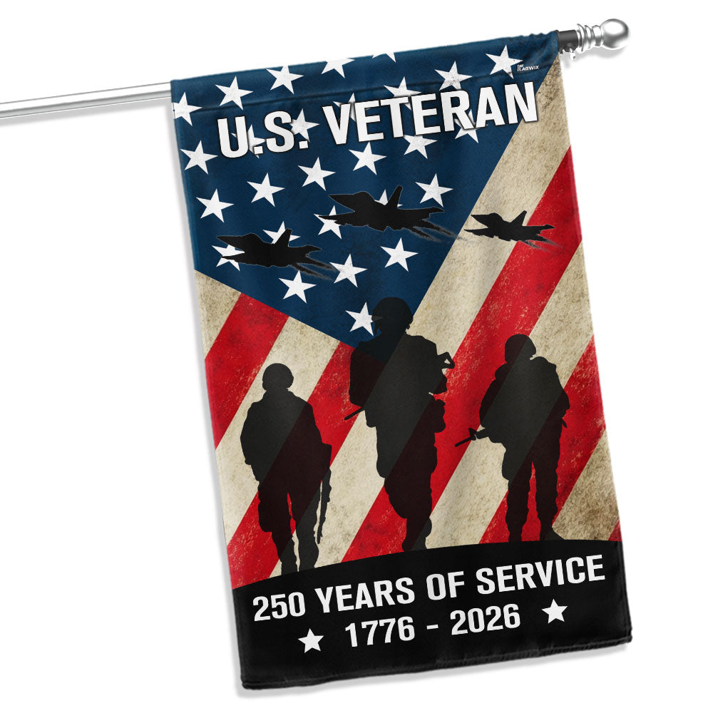 250 Years of Service American Flag, US Veteran 1776 2026 Flag Decor