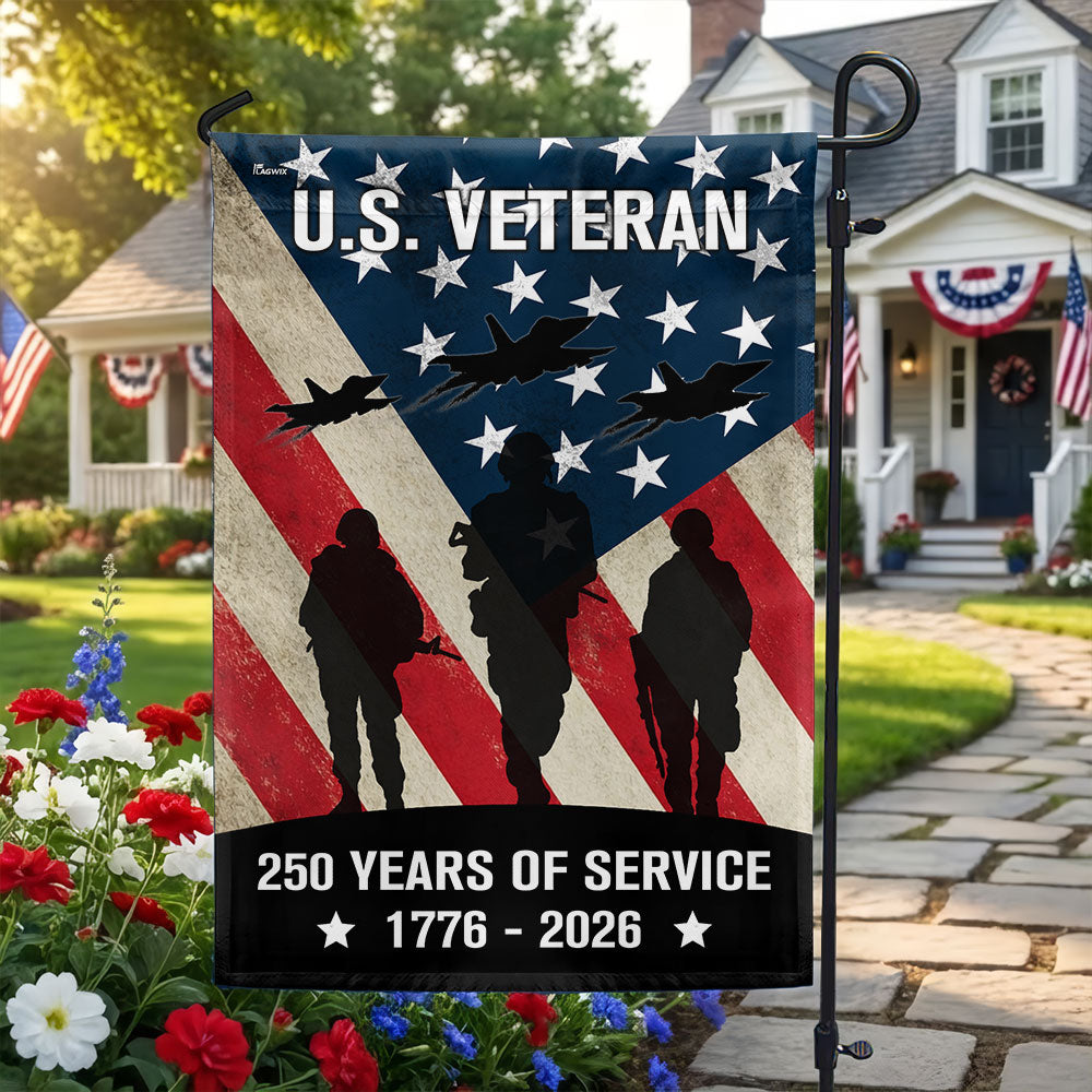 250 Years of Service American Flag, US Veteran 1776 2026 Flag Decor