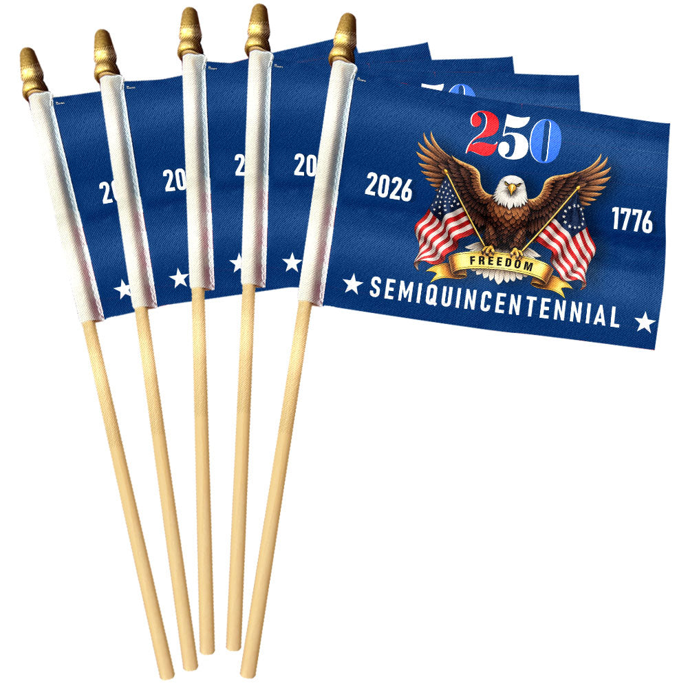 Patriotic American Flag, 250 Years of Freedom 1776 2026 Handheld Flag