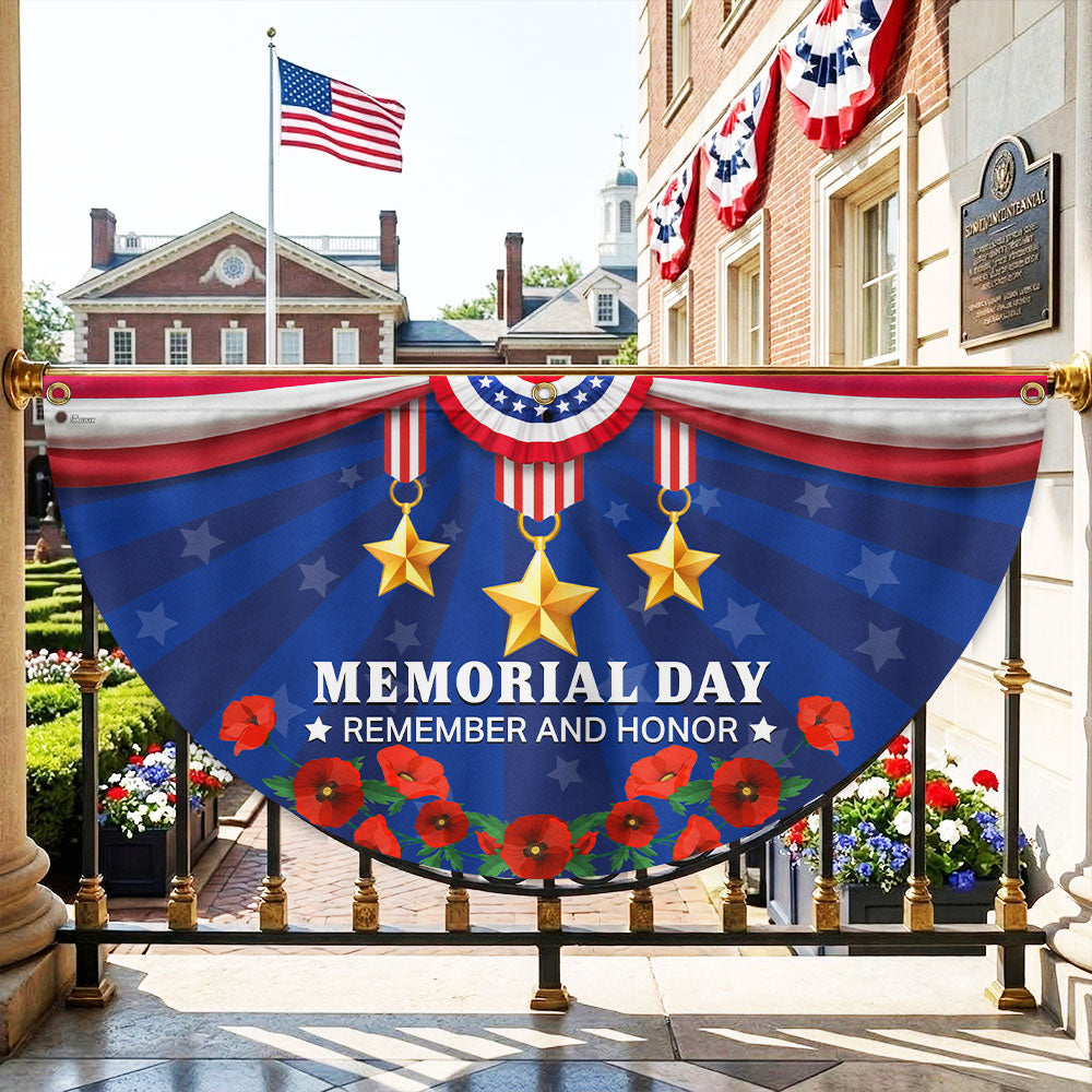Memorial Day Fan Flag, Remember And Honor US Veterans Flag Decor