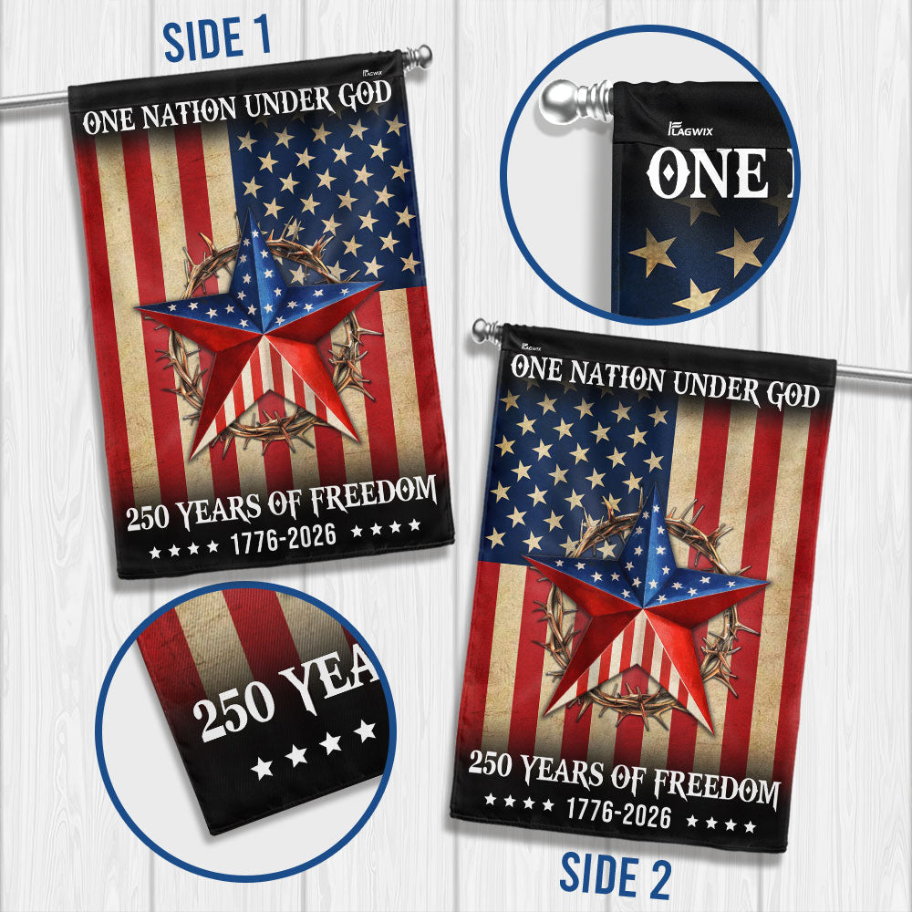 Patriotic One Nation Under God 250 Years Flag, American 1776 2026 Flag Decor