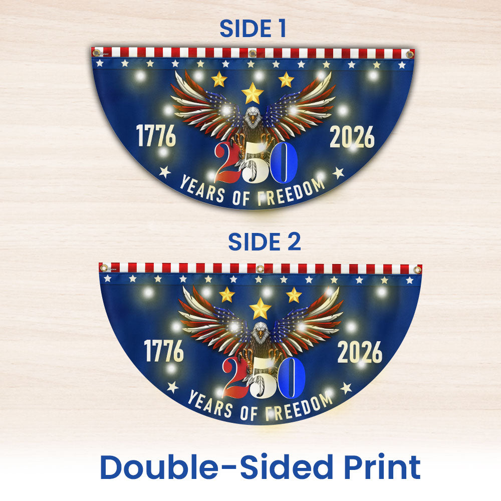 250 Years of Freedom Fan Flag, Patriotic American 1776 2026 Solar LED Flag