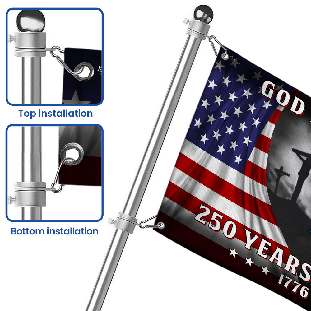 Patriotic Christian 250 Years of Freedom Flag, God Bless America 1776 2026 Grommet Flag