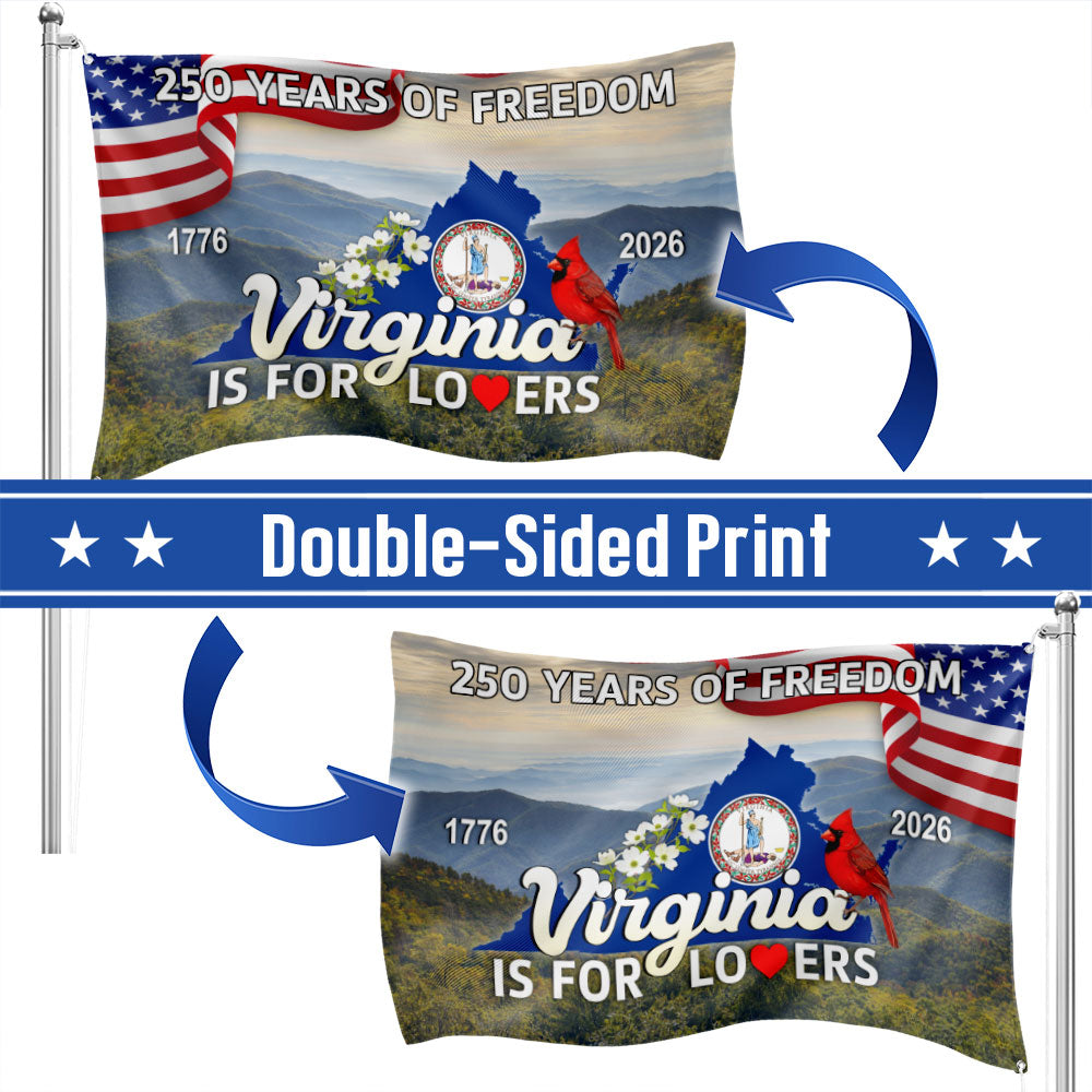 250 VA American 1776 2026 Grommet Flag, Virginia Is For Lovers Cardinal and Dogwood Flower Decor Flag