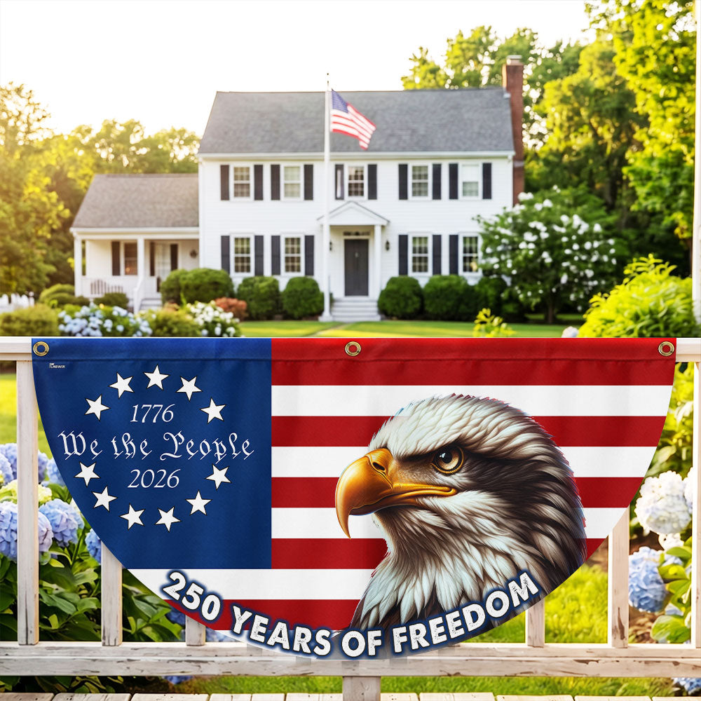 Patriotic 250 Years of Freedom Flag Decor, We The People 1776 2026 American Fan Flag