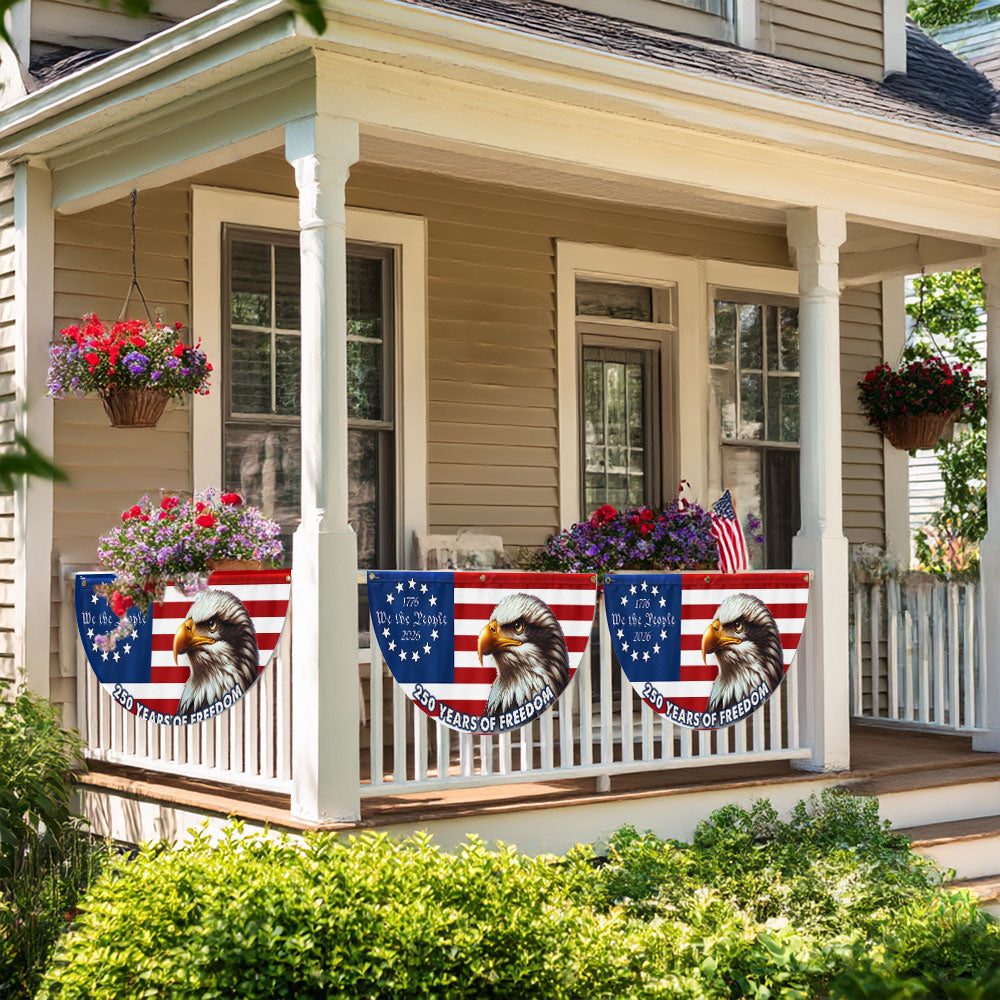 Patriotic 250 Years of Freedom Flag Decor, We The People 1776 2026 American Fan Flag