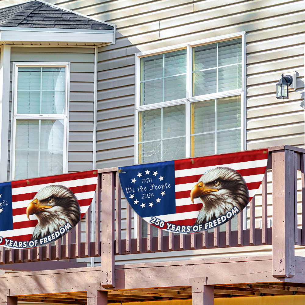 Patriotic 250 Years of Freedom Flag Decor, We The People 1776 2026 American Fan Flag