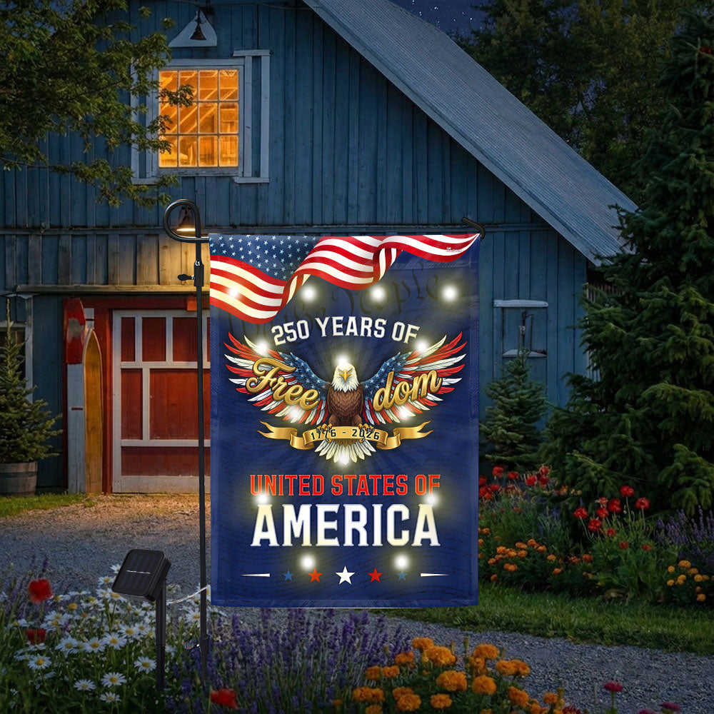 250 Years of Freedom American Flag, We The People 1776 2026 Solar LED Flag Decor