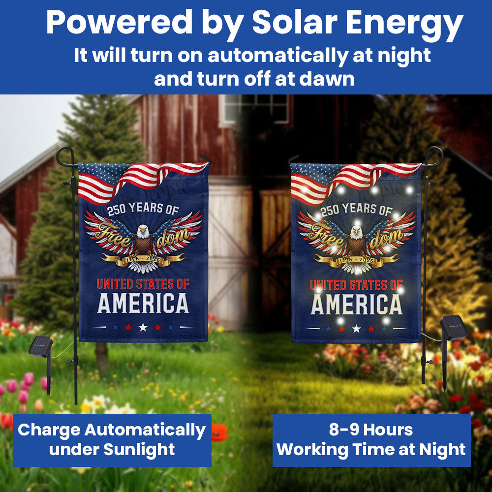 250 Years of Freedom American Flag, We The People 1776 2026 Solar LED Flag Decor