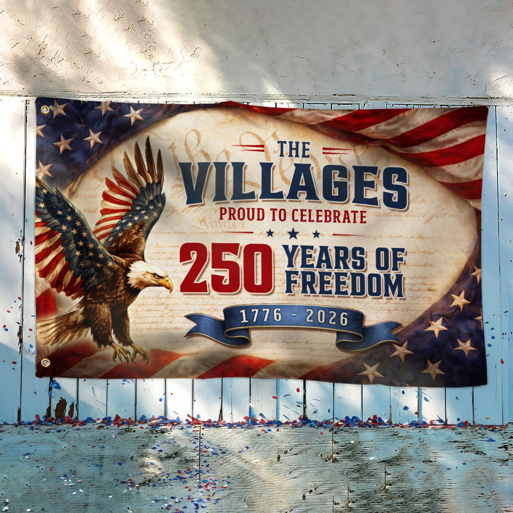 The Villages Community 250 Years Celebration Flag, Florida America 1776 2026 Grommet Flag