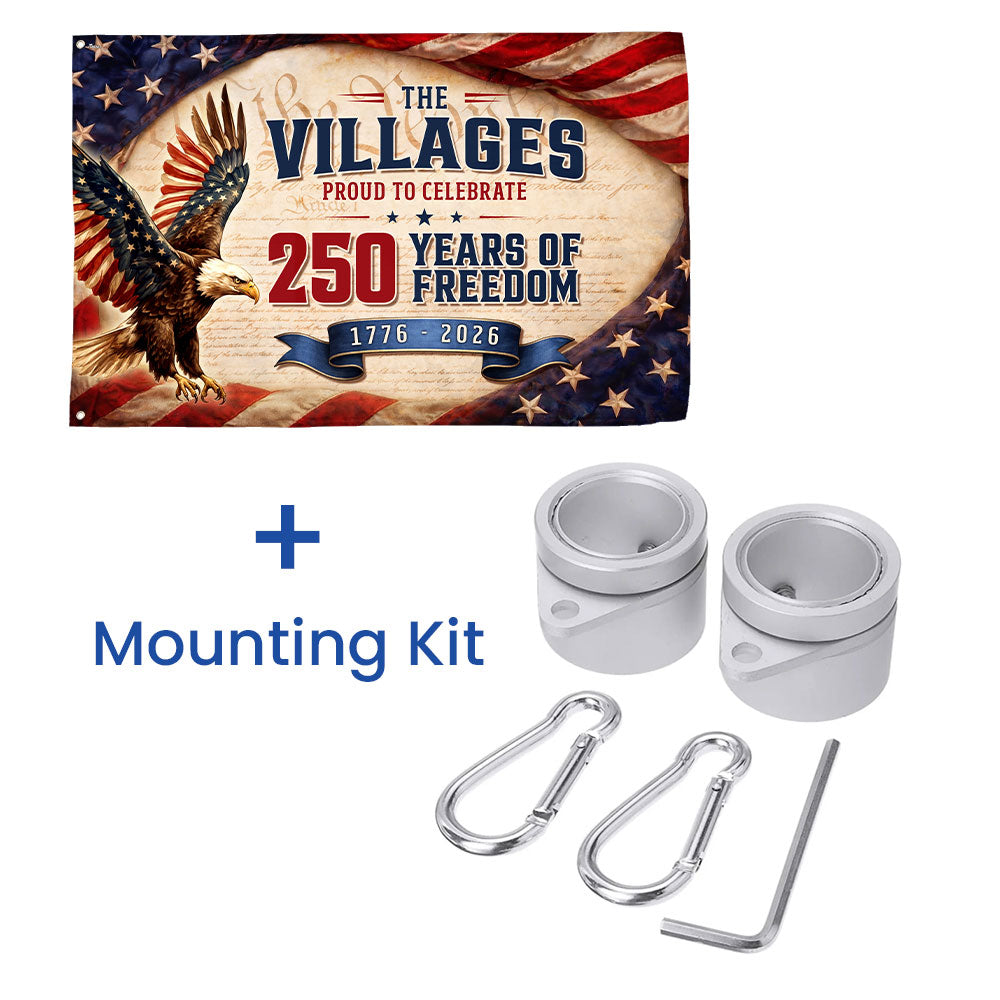 The Villages Community 250 Years Celebration Flag, Florida America 1776 2026 Grommet Flag