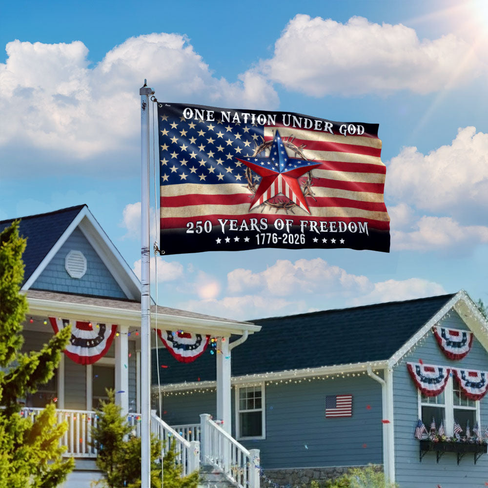 One Nation Under God Patriotic 250 Years Flag, American 1776 2026 Grommet Flag