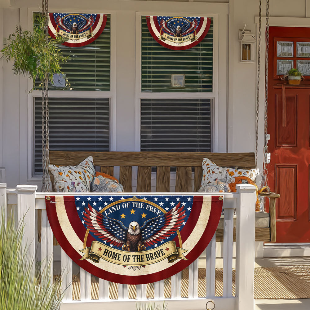 Land of the Free Home of the Brave Patriotic Fan Flag, American Bunting Flag Decor for 4th July