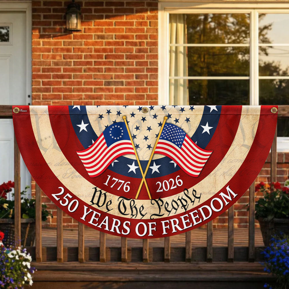 Patriotic American Fan Flag, 250 Years of Freedom We The People 1776 2026 Flag Decor