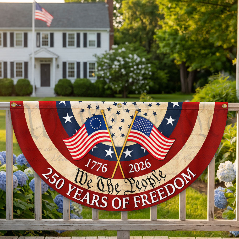 Patriotic American Fan Flag, 250 Years of Freedom We The People 1776 2026 Flag Decor