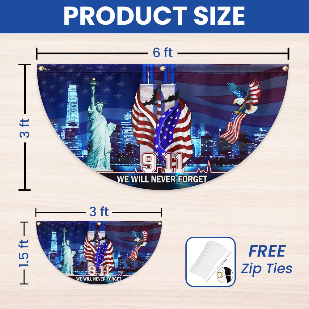 911 Patriot Day Flag 9/11 September 11 Never Forget Non-Pleated Fan Flag