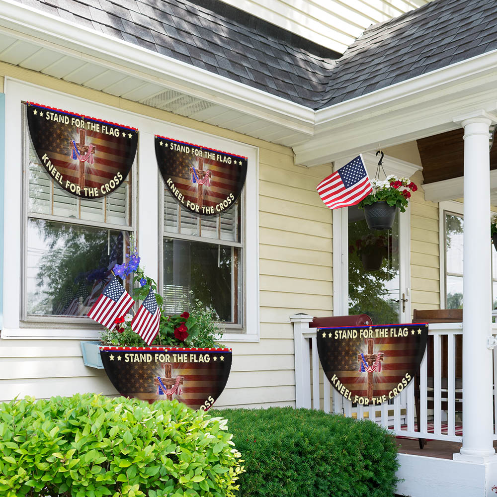Stand For The Flag Kneel For The Cross Patriotic Non-pleated Fan Flag