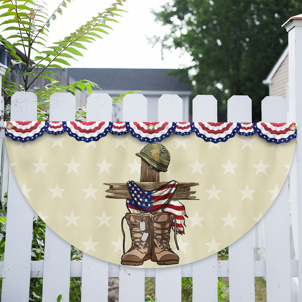 Memorial Day Veteran Patriotic Non-Pleated Fan Flag