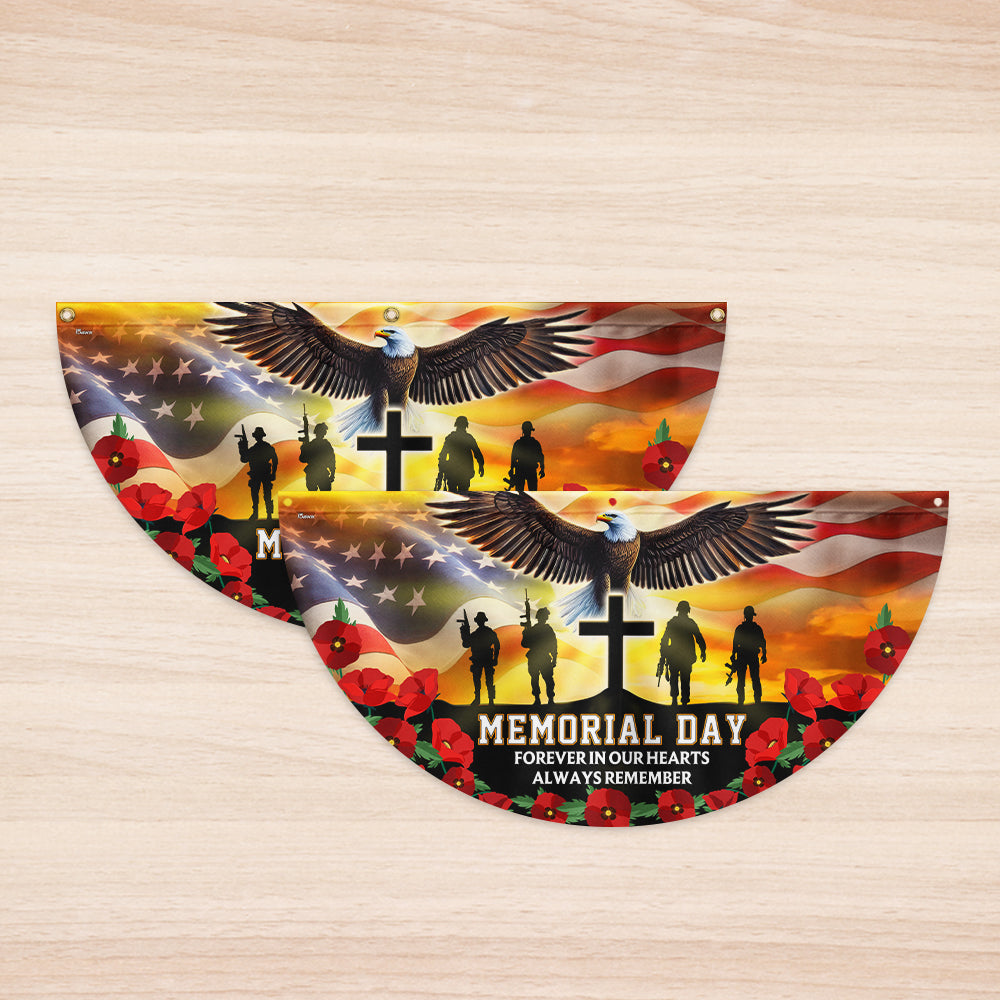 Memorial Day Forever In Our Hearts Non-Pleated Fan Flag