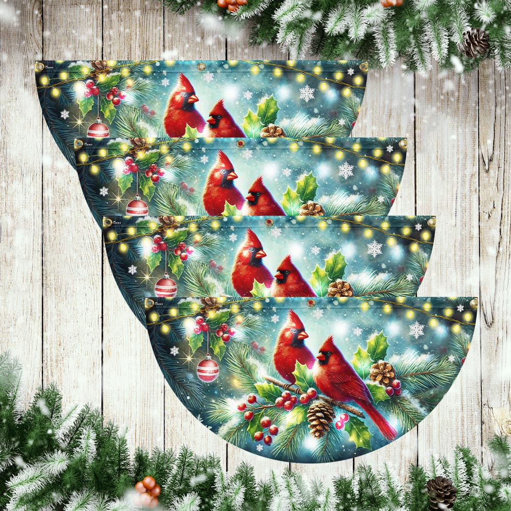 Cardinal Christmas Winter Red Bird Xmas Solar LED Fan Flag
