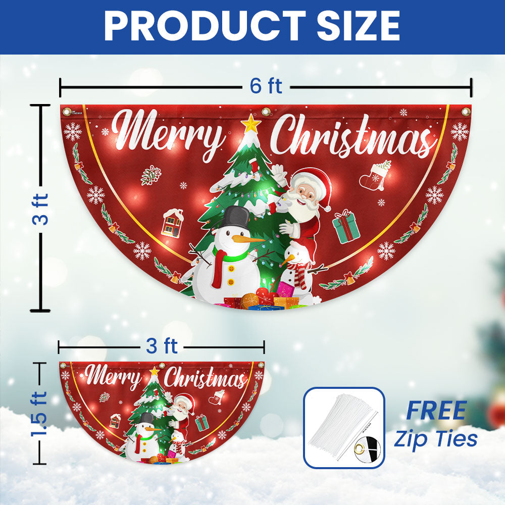 Merry Christmas Santa Claus and Snowman Solar Led Fan Flag