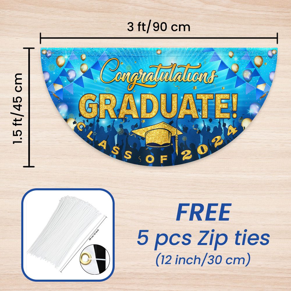 Congratulation Graduate Graduation Non-Pleated Fan Flag
