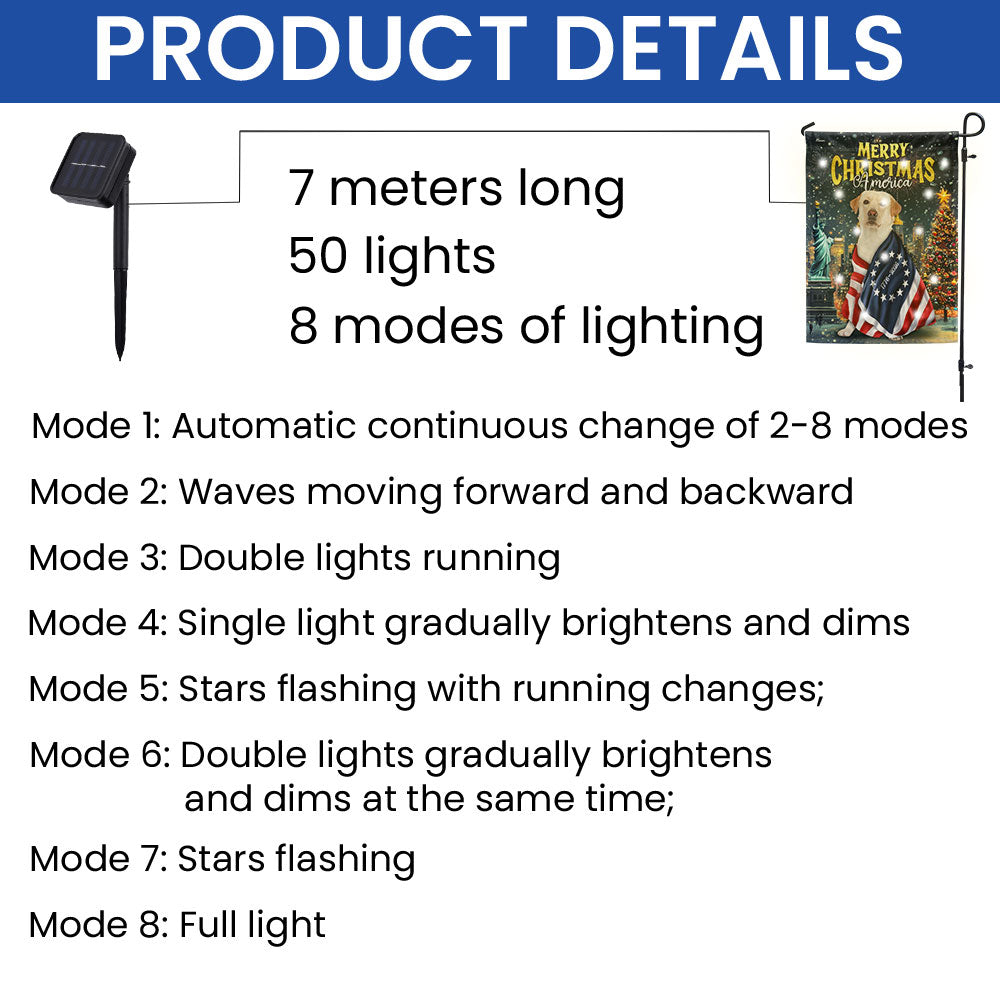Labrador Retriever Flag | 250th Merry Christmas America Solar Led Flag