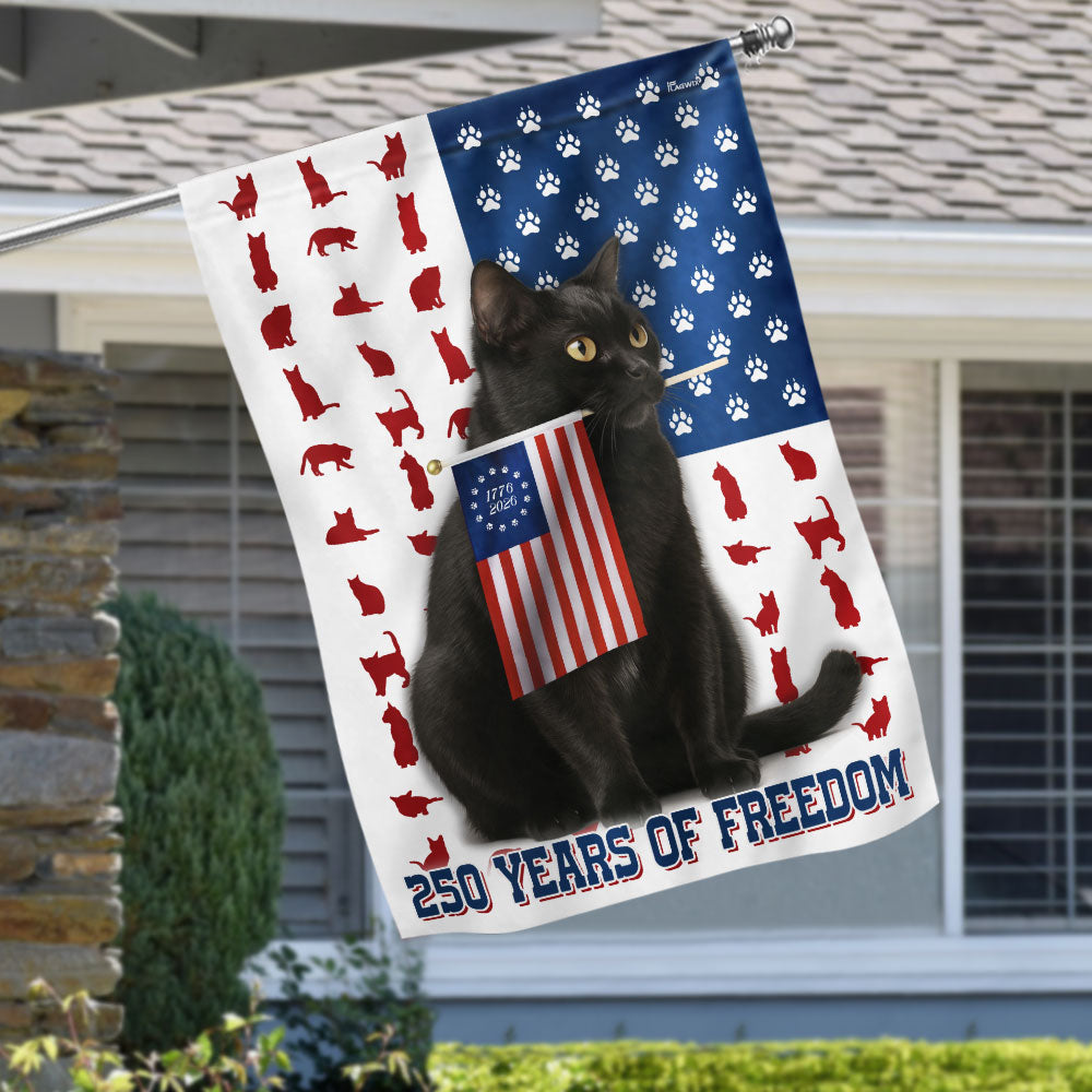 250 Years of Freedom Bombay Flag | Patriotic Bombay Cat Holding US Flag