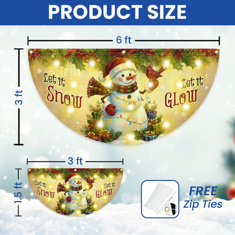 Let It Snow Christmas Flag | Snowman with Cardinal Solar LED Fan Flag