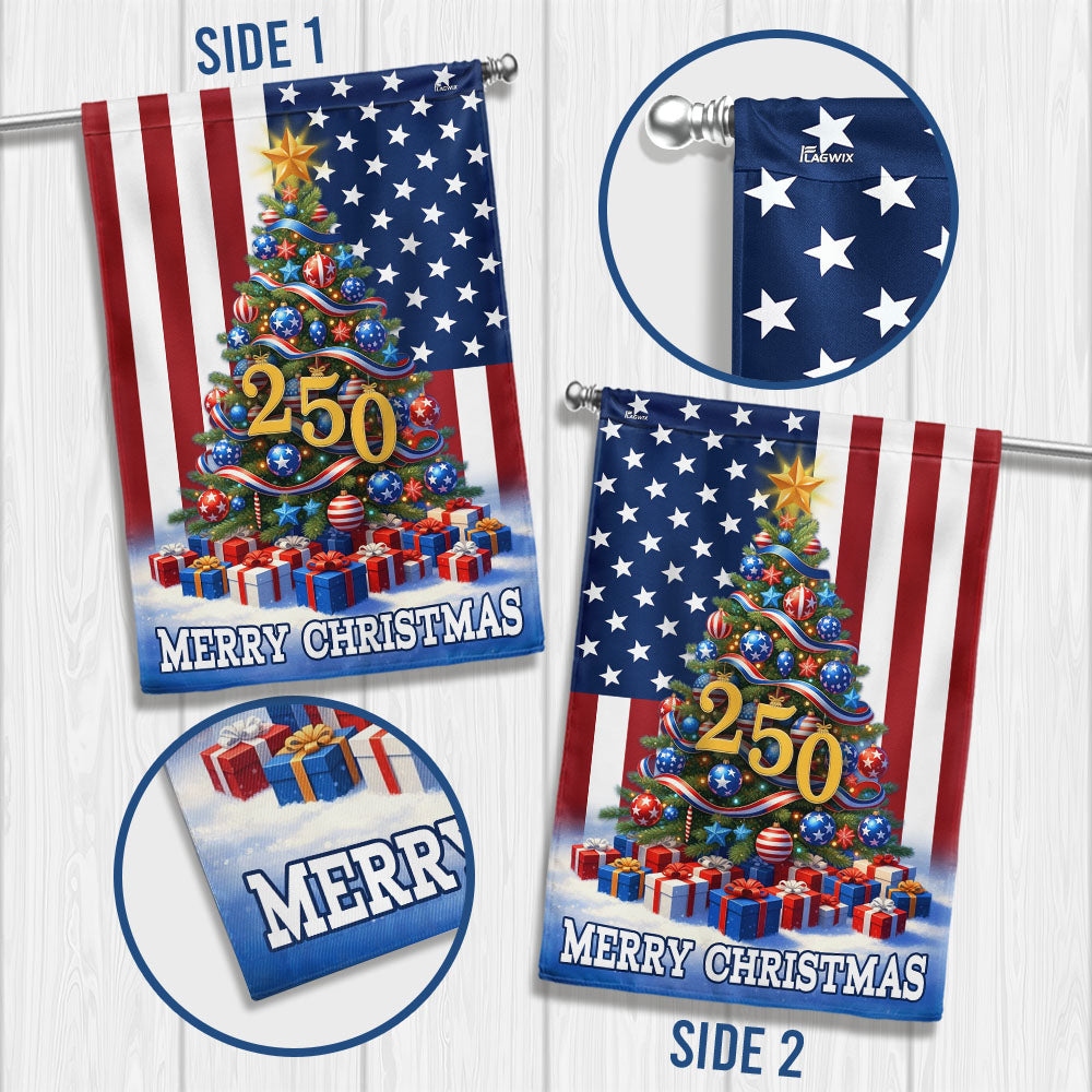 Merry Christmas Flag | Christmas Tree for 250th Celebration US Flag