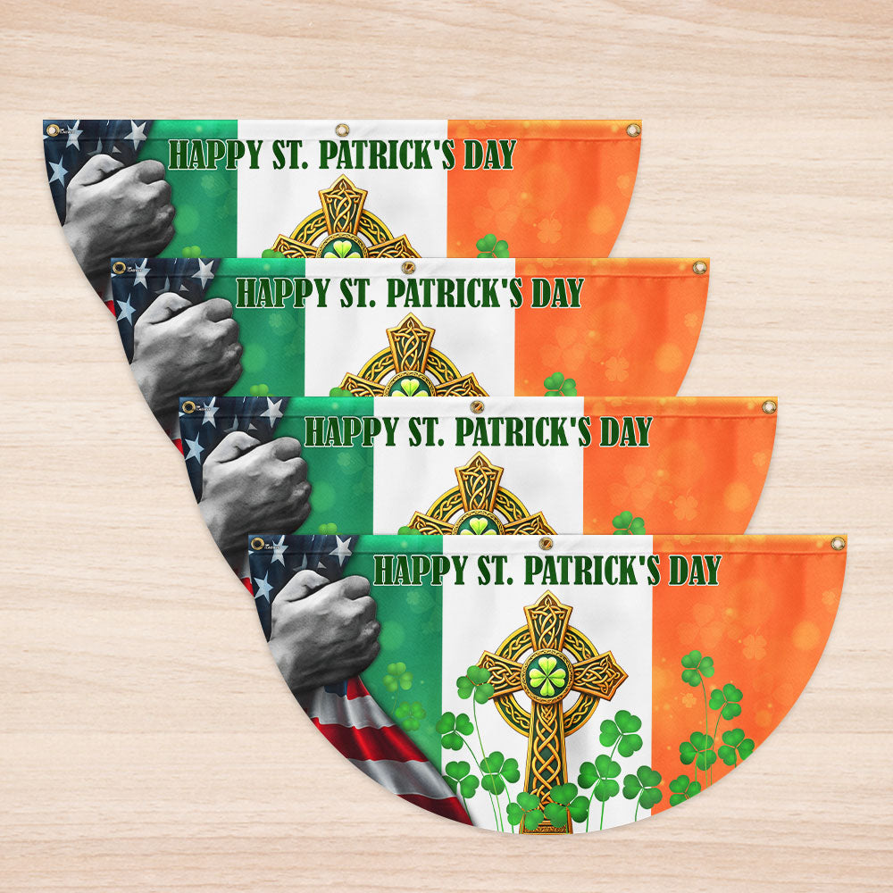 Irish Shamrock Cross Flag | Happy St. Patrick's Day American Fan Flag