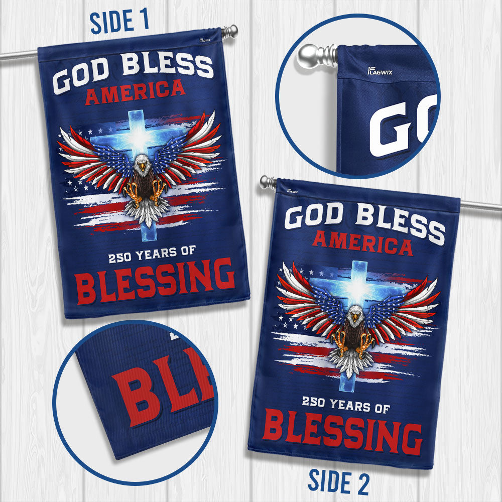 250 Years of Blessing Flag, God Bless America with Eagle Cross US Flag