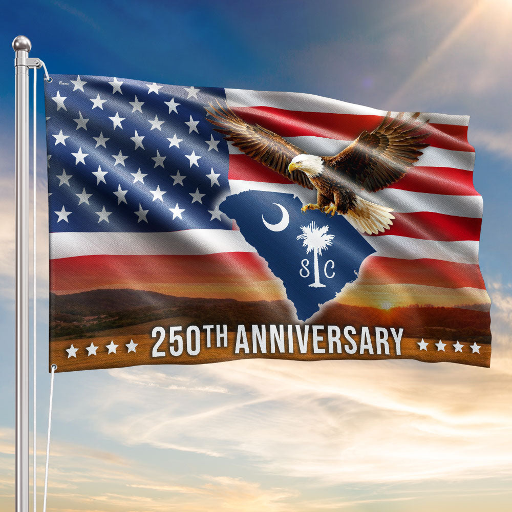SC 250th Anniversary Flag, South Carolina State USA Eagle Grommet Flag