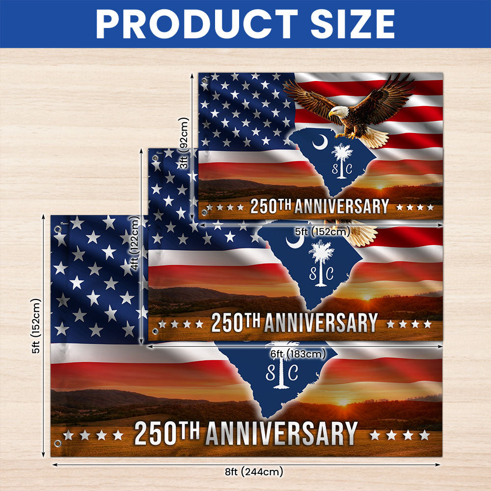 SC 250th Anniversary Flag, South Carolina State USA Eagle Grommet Flag