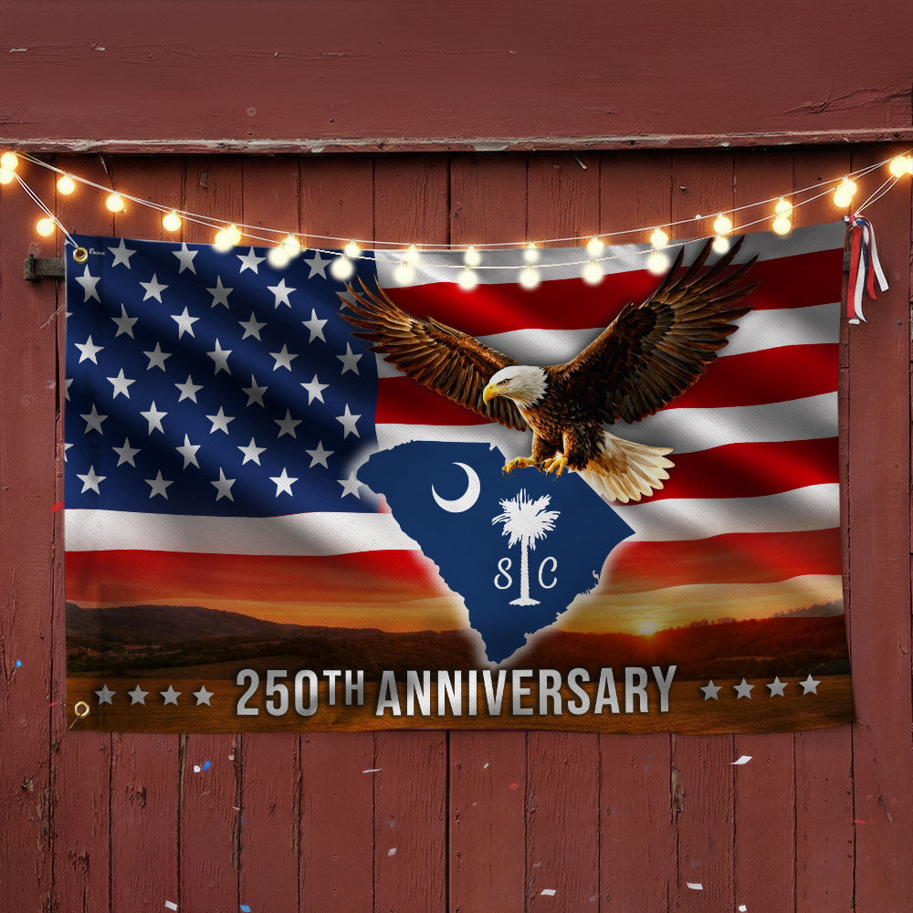 SC 250th Anniversary Flag, South Carolina State USA Eagle Grommet Flag