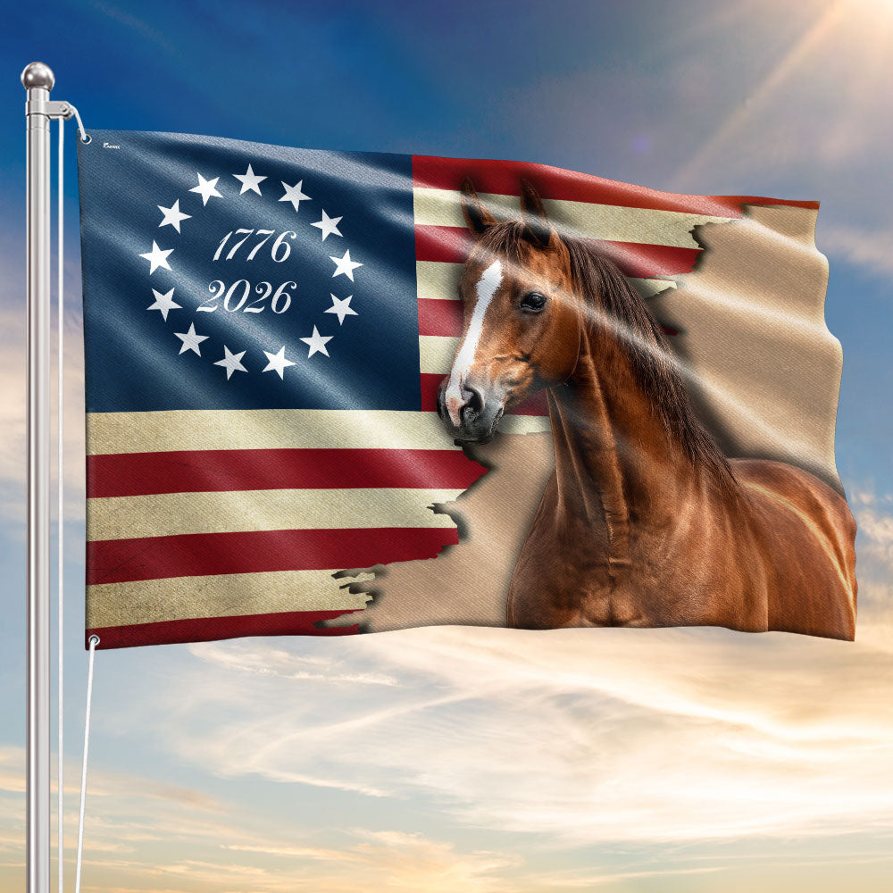 American 1776 2026 Patriotic Horse Grommet Flag
