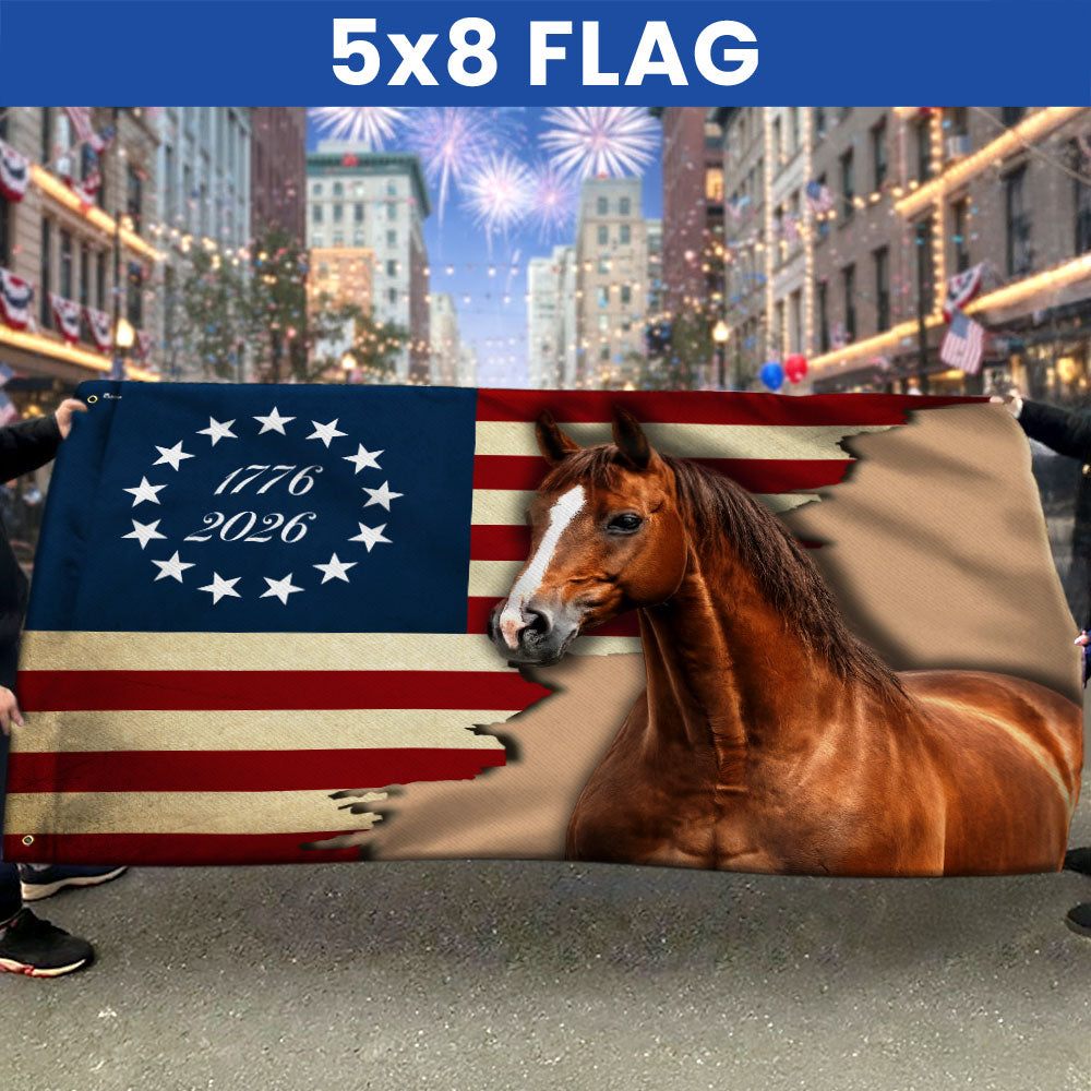American 1776 2026 Patriotic Horse Grommet Flag