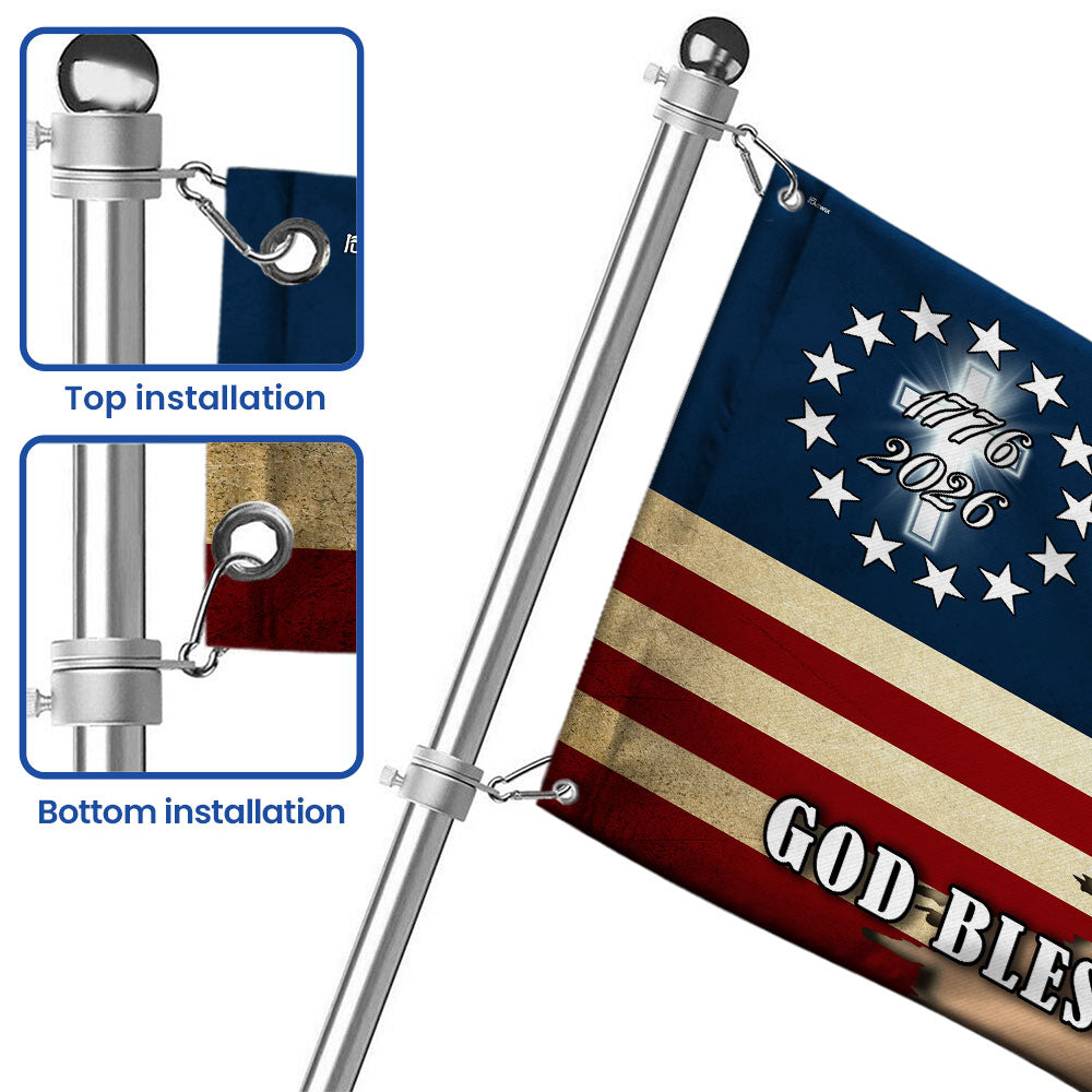 God Bless America Flag, 1776 2026 Patriotic Horse Grommet Flag