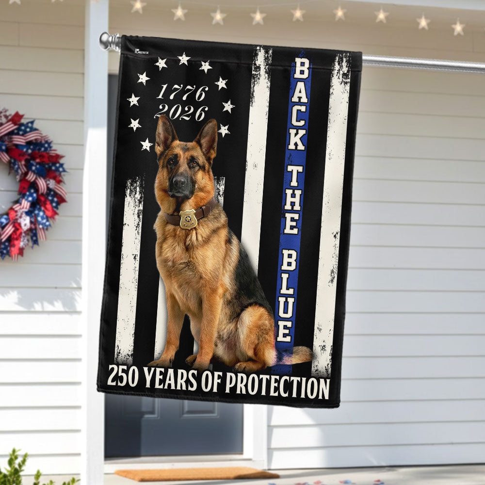 German Shepherd Thin Blue Line Flag, 250 Years of Protection US Flag