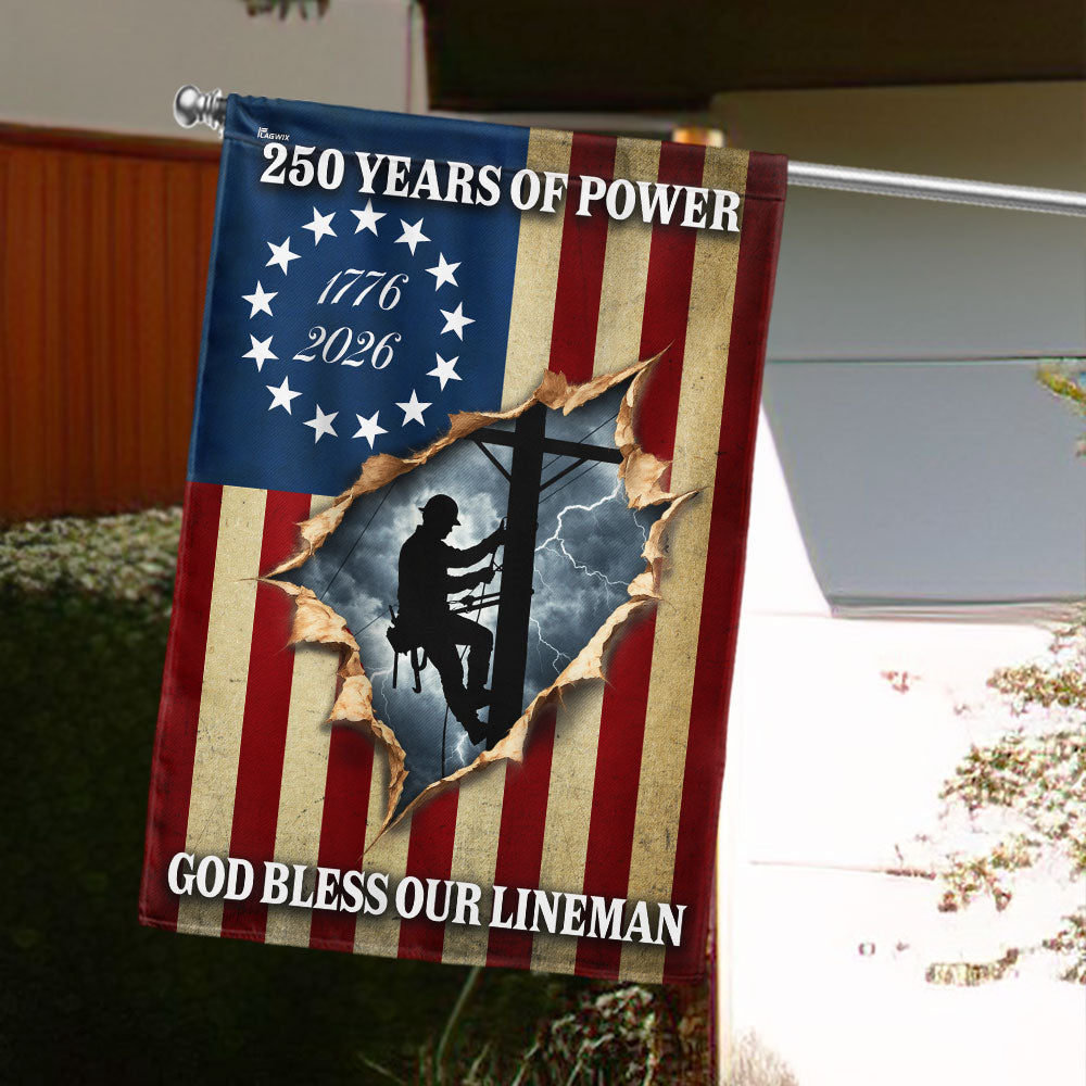 Lineman Flag, 1776 2026 God Bless Our Lineman American Flag