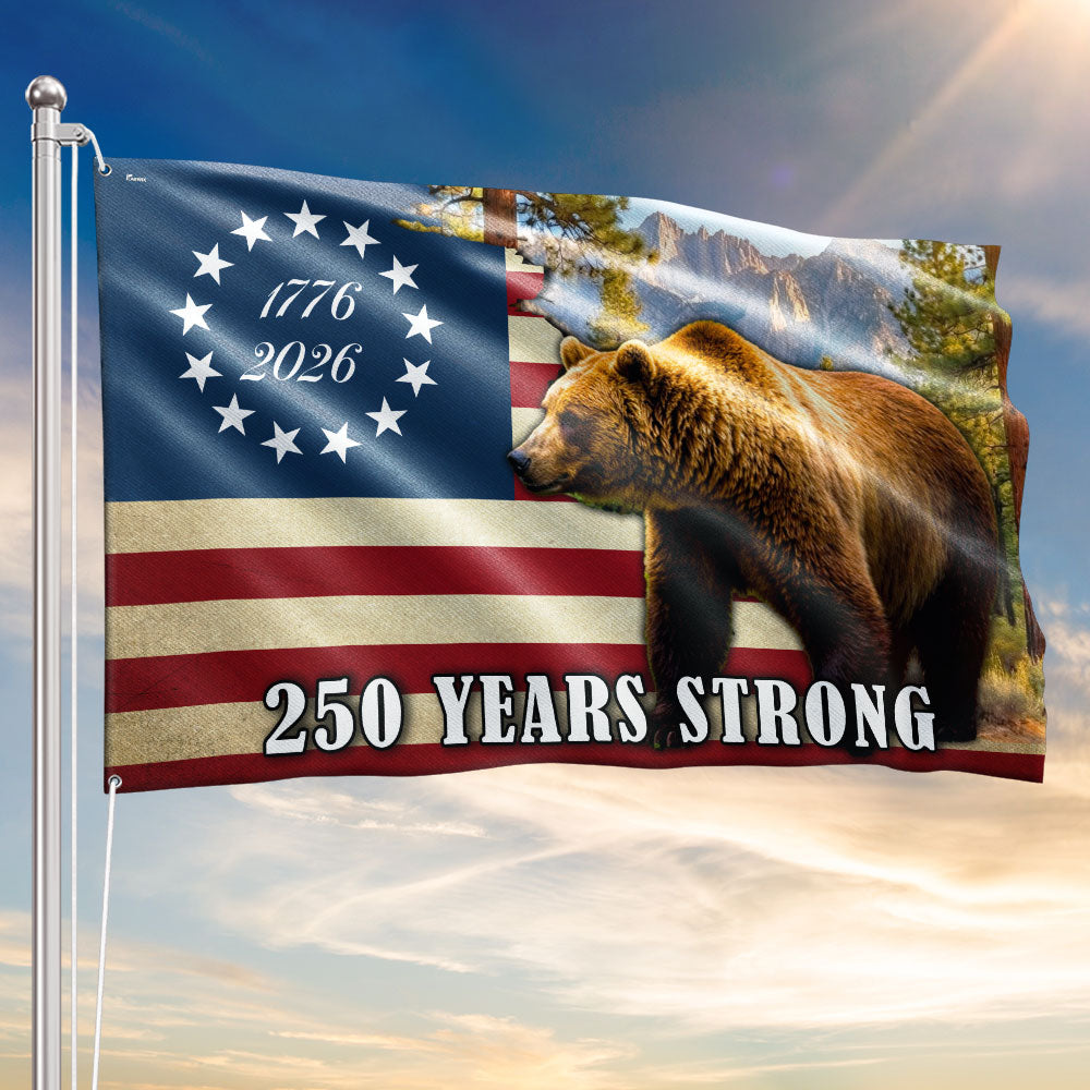 California State Betsy Ross Flag, 250 Years Strong Grizzly Bear Grommet Flag
