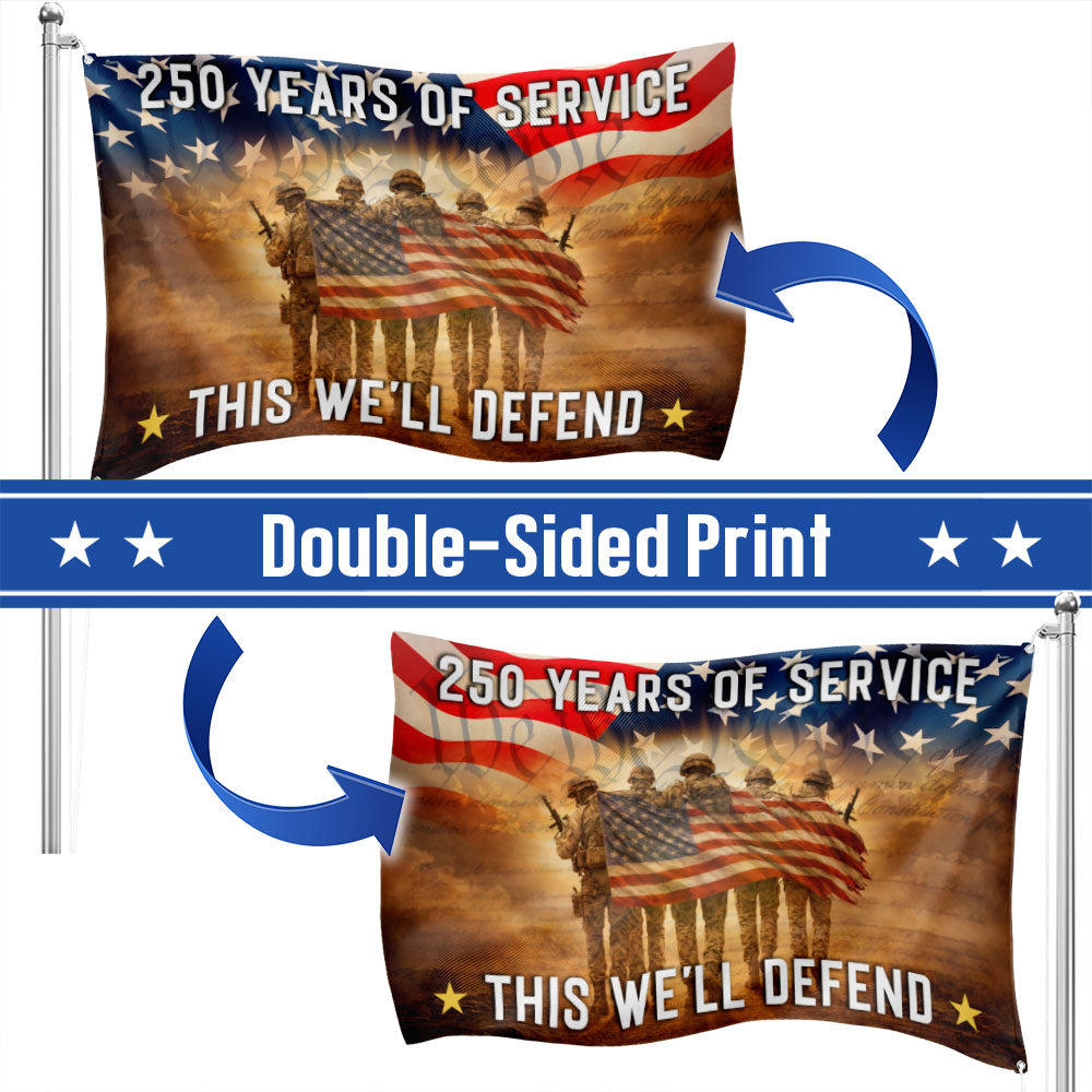 Memorial Day Flag, 250 Years of Service Grommet American Flag