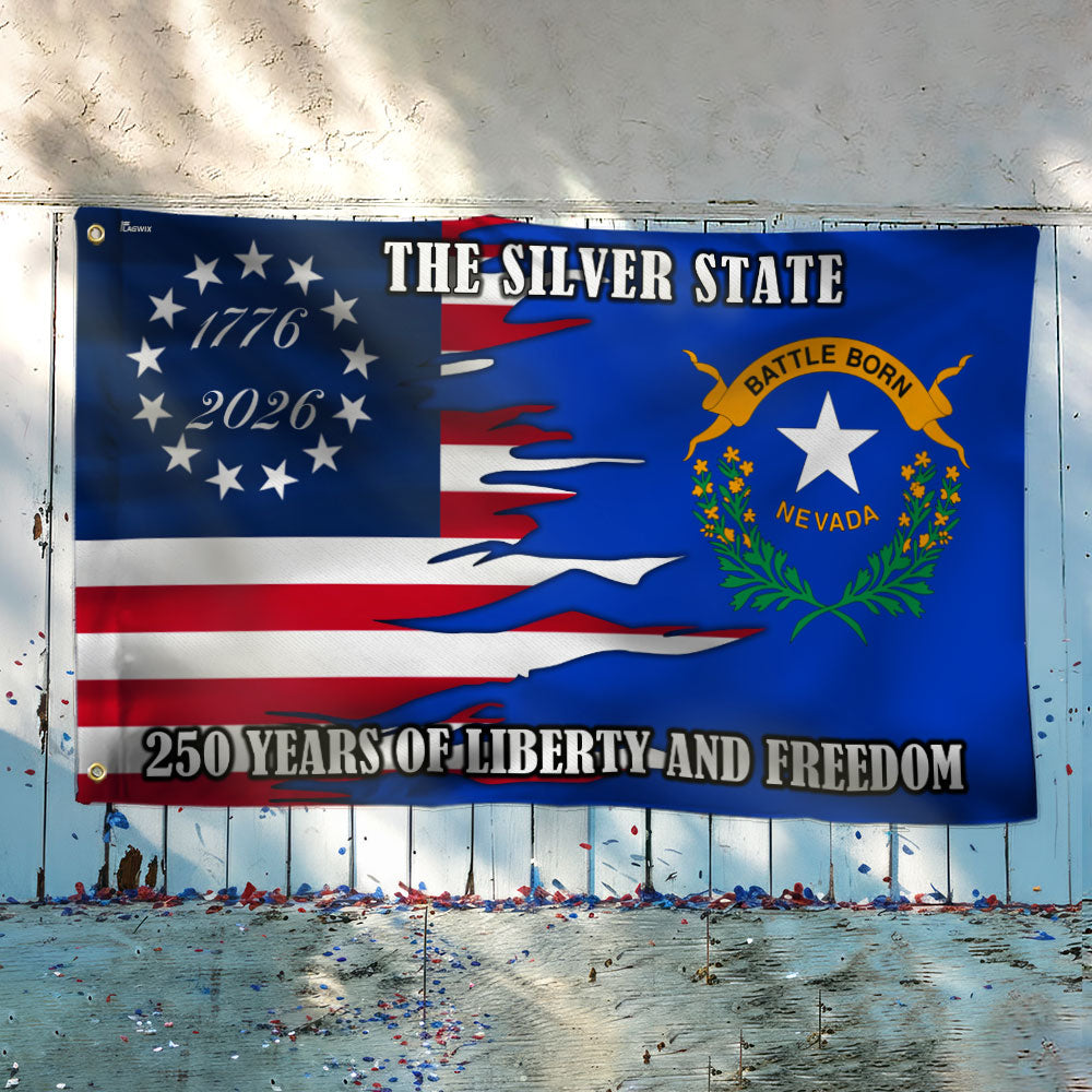 250 Years of Liberty and Freedom The Silver State Nevada Grommet Flag