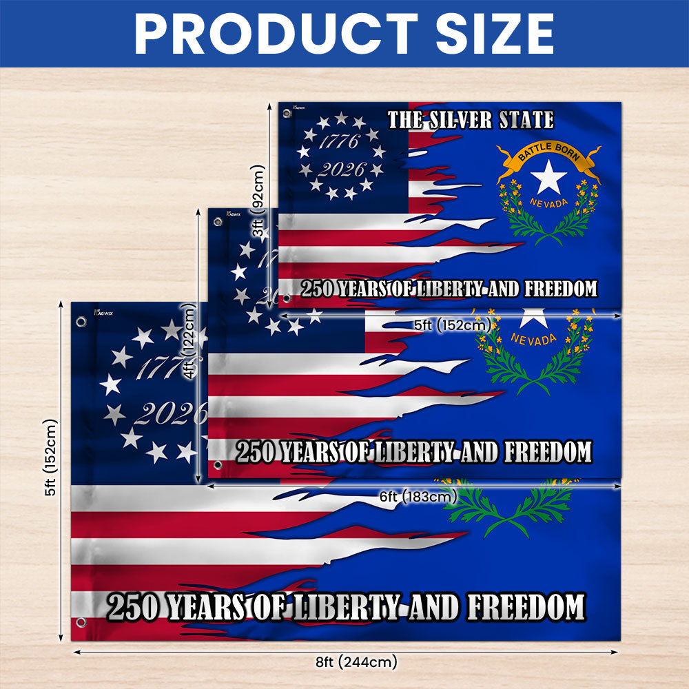250 Years of Liberty and Freedom The Silver State Nevada Grommet Flag