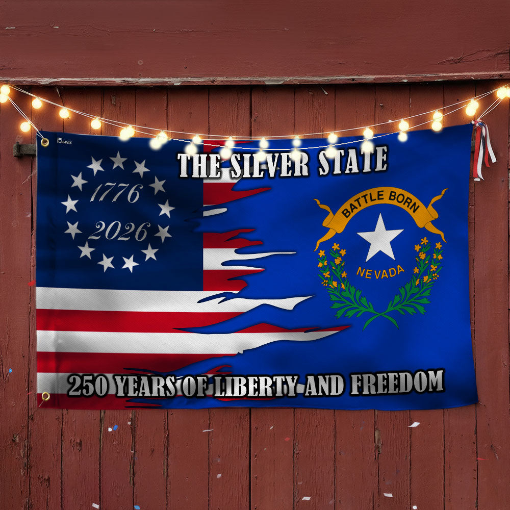 250 Years of Liberty and Freedom The Silver State Nevada Grommet Flag
