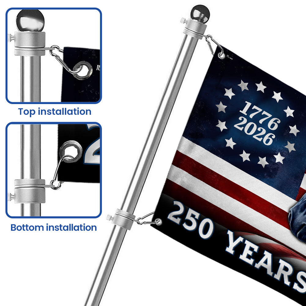 250 Years of Power Flag, 1776 2026 Patriotic Horse Grommet Flag